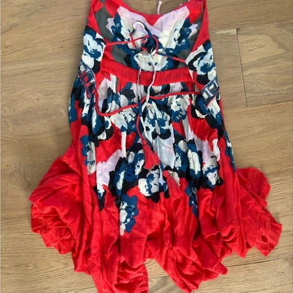 Free People Sweet Lucy Coral Red Print Slip - Picture 5 of 7